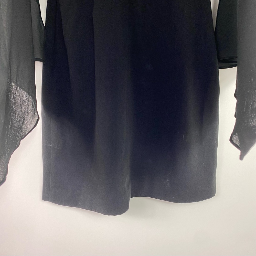 Belle Badgley Mischka Black Chiffon
Cape Knee Length Formal Dress Women's Size 4 - Picture 7 of 12